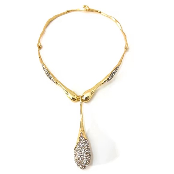 Solanales Crystal Teardrop Collar Necklace Gold Alexis Bittar STYLE D04 - Picture 2 of 6